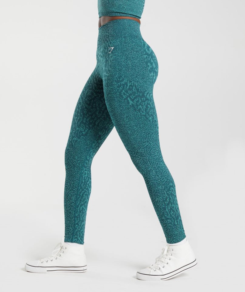 Women's Gymshark Adapt Animal Seamless Leggings Turquoise | NZ 1MGOLV